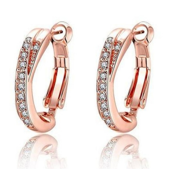 🌺Rose Gold Earrings with Zircon Accents Stones - Picture 3 of 4
